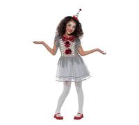 Smiffys Disfraz payaso vintage chica, Gris & Rojo, con vestido & diadema Halloween, Carnaval
