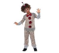 Smiffys Disfraz payaso vintage chico, Gris & Rojo, conTop, Pantalones& diadema Halloween