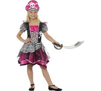Smiffys Disfraz perfecto de pirata para chica, negro y rosa, con vestido y sombrero Halloween, Carnaval