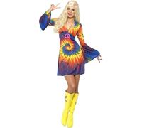 Smiffys Disfraz Tie Dye de los 60, con vestido Halloween, Carnaval