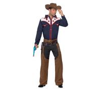 Smiffys Disfraz Vaquero de Rodeo, Azul, con Camisa, chaparreras y Sombrero Halloween, Carnaval