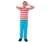 Smiffys ¿Dónde está Wally? Disfraz, Rojo y blanco, con camiseta, pantalones, sombrero y gafas Halloween, Carnaval