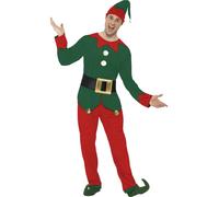 Smiffys Elf Costume, Red & Green (Size XL)