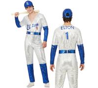 Smiffys Elton John Disfraz De Lentejuelas Plateadas Tipo Mono