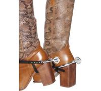 Smiffys Espuelas De Plástico Cowboy Negro Disfraz Adulto Accesorio