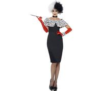 Smiffys Disfraz de mala mujer, Negro, con vestido, guantes, torera, brazalete y gargantilla Halloween