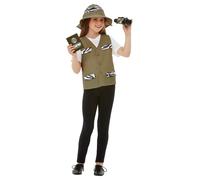 Smiffy's Kit de explorador Marrón con chaleco, sombrero y binoculares – Halloween/Carnaval
