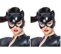 Smiffy's Fever Black Cat Eyemask - on Elastic - (Paquete de 2)