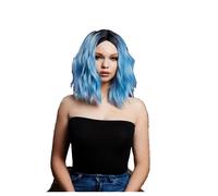 Smiffys Fever Cara Wig, Two Toned Blend, Baby Blue