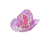 Smiffys Sombrero de vaquera Fever Deluxe con lentejuelas, rosa iridiscente