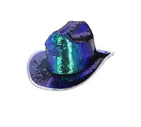 Smiffys Sombrero de vaquera Fever Deluxe con lentejuelas, verde iridiscente