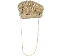 Smiffy's Sombrero de capitán Fever Deluxe – dorado con lentejuelas y cadena