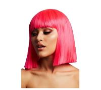 Smiffy's Peluca Fever Lola – Bob recto con flequillo, 30 cm – Rosa fluorescente