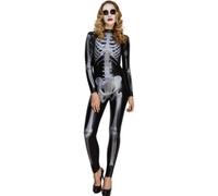 Smiffys Fever Miss Whiplash Skeleton Costume, Black (Size M)