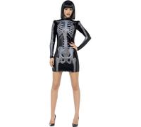 Smiffys Fever Miss Whiplash Skeleton Costume, Black (Size M)