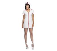 Smiffys Disfraz Fever de enfermera, con vestido y gorro Halloween, Carnaval