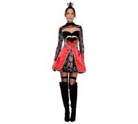 Smiffys Fever Queen Of Hearts Costume, Black Dress, Attached Underskirt & Mini Crown, Fever Fancy Dress, The Queen Dress Up Costumes