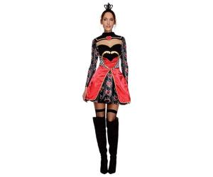 Smiffys Fever Queen Of Hearts Costume, Black Dress, Attached Underskirt & Mini Crown, Fever Fancy Dress, The Queen Dress Up Costumes