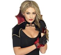 Smiffys Kit de vampiresa de Fever, Negro, con capa, cuello y guantes Halloween, Carnaval