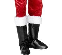 Smiffys Fundas para botas de Papá Noel, Negro, con pelaje Halloween, Carnaval