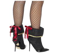 Smiffys Fundas piratas para botas, Negro, con lazada en la parte posterior