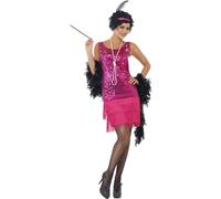 Smiffys Funtime Flapper Costume, Hot Pink (Size M)