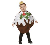 Smiffys Disfraz de pudín de Navidad con purpurina, Marrón, con tabardo y diadema Halloween, Carnaval