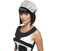 Smiffys Gorra de discoteca con lentejuelas, plateada