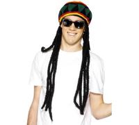 Smiffys Gorra rasta, multicolor, con rastas