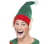 Smiffys Gorro de elfo, Verde, con orejas