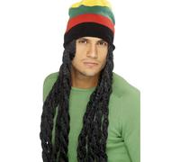 Smiffys Gorro rasta, con rastas largas Halloween, Carnaval