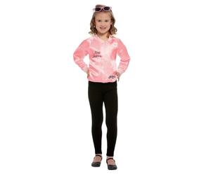 Smiffys Grease - Chaqueta rosa para mujer, chaqueta rosa con logotipo bordado, licencia oficial, perfecta para combinar con atuendos, disfraces y eventos temáticos musicales divertidos, disfraz de