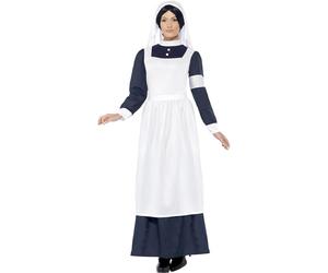 Smiffys Great War Nurse Costume, White with Dress & Headpiece, Historical Fancy Dress, Adult Dress Up Costumes