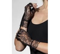 Smiffys Guantes de encaje sin dedos, negros