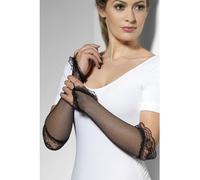 Smiffys Guantes negros de malla sin dedos, con encaje Halloween