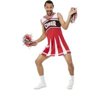 Smiffys Dame una A...Disfraz de animadora, Blanco & Rojo, Vestido y pompones Halloween, Carnaval