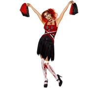 Smiffys Disfraz de animadora High School Horror, con vestido y pompones Halloween, Carnaval