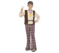 Smiffys Hippie Boy Costume, with Top, Attached Waistcoat, (Size M)