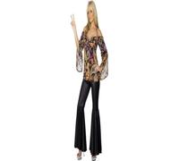 Mujer Disfraz de Hippy Hippie Mujer 1970s 60's Conjunto Top Acampanados
