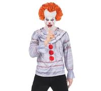 Smiffys IT Chapter 2 Pennywise - Camiseta para hombre, con licencia oficial de Stephen King, disfraz de payaso IT para adultos, disfraz espeluznante de Pennywise con diseño impreso, traje de Halloween