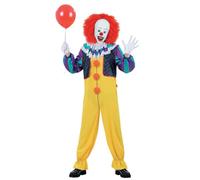 Smiffys IT, clásico de 1990, disfraz de Pennywise, Mono con cuello de volantes y chaleco