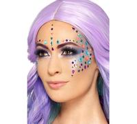 Smiffys Joyas Faciales, Colores Surtidos, Pack de 100, en Envoltorio Transparente Halloween, Carnaval