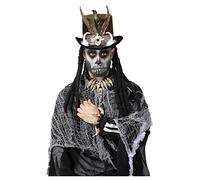 Smiffys Juego de joyas de marfil envejecido Voodoo, con collar y pulsera de calavera con cuentas Halloween, Carnaval