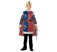 Smiffy's Disfraz medieval Rey Arturo – Rojo con túnica, capa y corona – Halloween, Carnaval