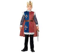Smiffys King Arthur Medieval Costume, Red with Tunic, Cape & Crown, Boys Fancy Dress, Child Dress Up Costumes