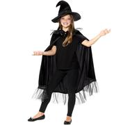 Smiffys Kit de bruja brillante, Negro, con capa y sombrero Halloween, Carnaval
