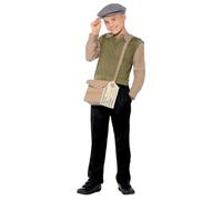 Smiffys Kit de Chico Evacuado, verde, con Jersey con Camisa Adjunta, Sombrero, Bolso y Etiqueta Halloween