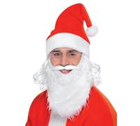 Smiffys Kit de disfraz de Papá Noel, Blanco, con barba, gafas y gorro con pelo Halloween, Carnaval