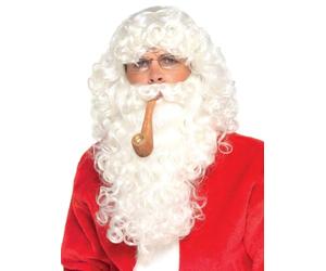 Smiffys Kit de disfraz de Papá Noel, Blanco, con peluca, barba, gafas y pipa, Deluxe Halloween, Carnaval