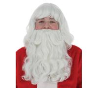 Smiffys Kit de disfraz de Papá Noel, Blanco, con peluca y barba, 38 cm/15in, Deluxe Halloween, Carnaval